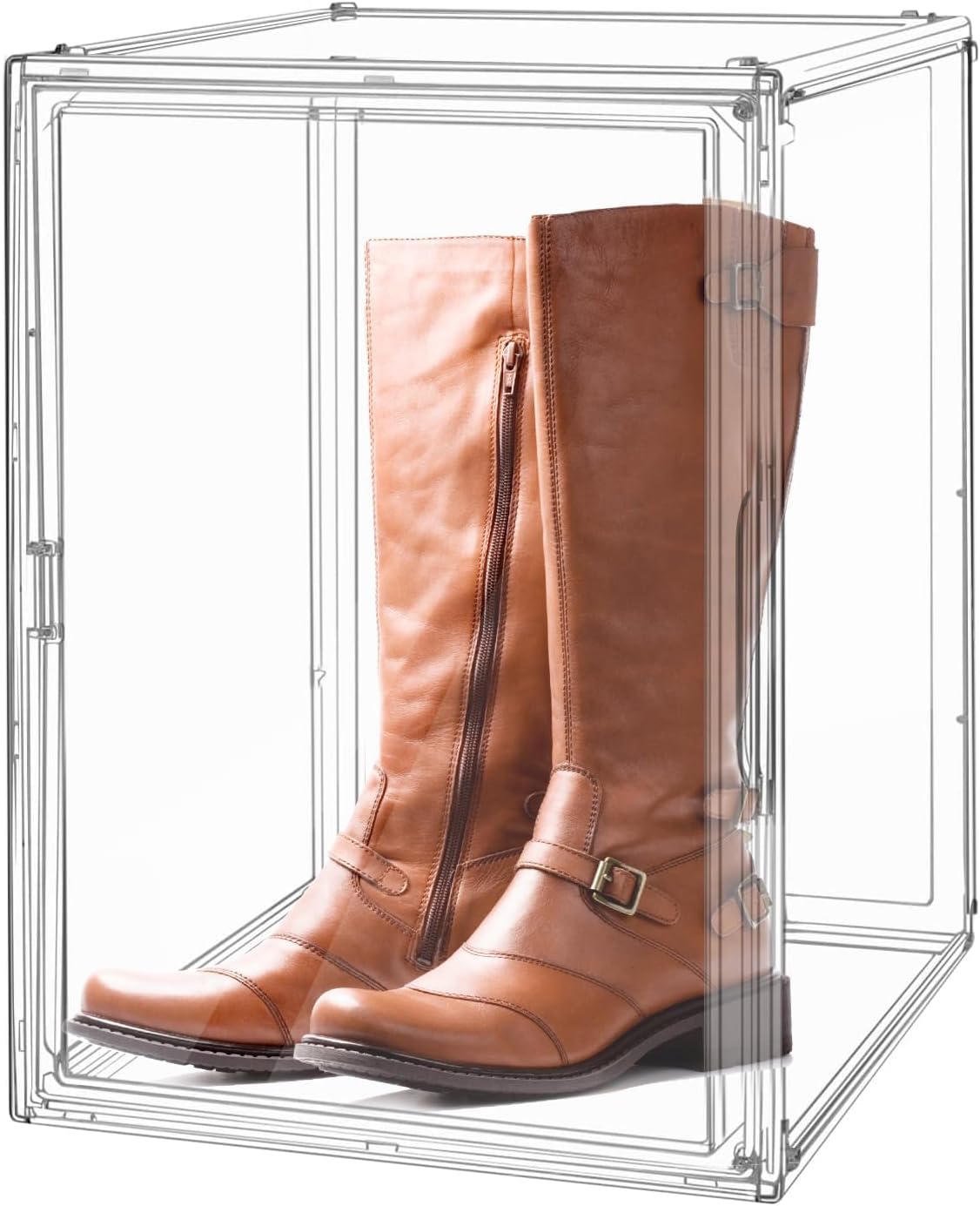 XL Transparante stapelbare opbergdozen met magneetsluiting, stofdichte vitrine, acryl showbox voor helmen, figuren, boeken, cosmetica, schoenen en handtassen (XL, set van 3)