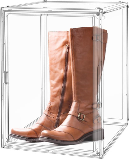 XL Transparante stapelbare opbergdozen met magneetsluiting, stofdichte vitrine, acryl showbox voor helmen, figuren, boeken, cosmetica, schoenen en handtassen (XL, set van 3)