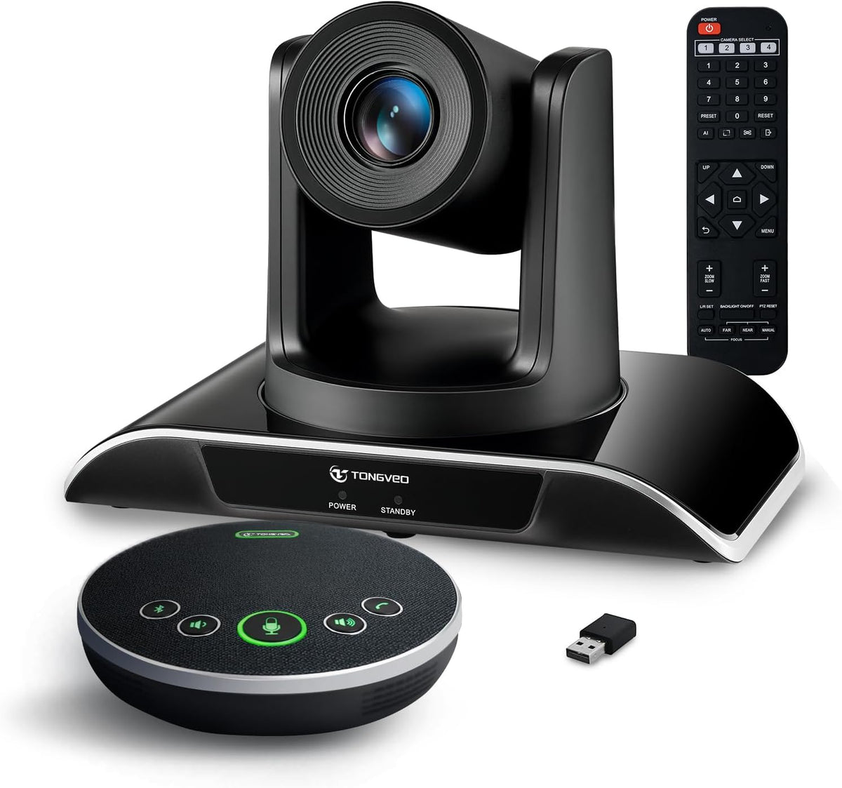 TONGVEO 20-voudige zoom conferentieruimte-camerasysteem, video- en audioconferentiesysteem, 20-voudige optische zoom, USB 3.0, HDMI PTZ-camera en conferentieluidspreker met microfoon voor grote