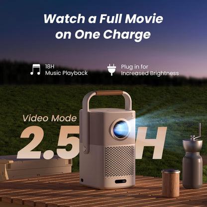 Yaber T2 Plus buitenprojector met WiFi 6 en Bluetooth, native 1080P Smart Movie draagbare projector voor binnen en buiten, compatibel met tv-dongle [geluid door JBL en ingebouwde batterij]