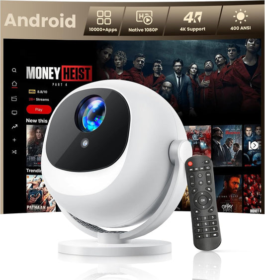GEEKERA 4K beamer, smart projector 1080p native, projector 4K, ingebouwde Android 13 systeem, AW02-05