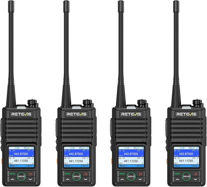 Retevis RB658 Bluetooth Walkie Talkie, Professionele Portofoon, APP-Instellingen, Groepsgesprek, 1800 mAh USB C, IP54, voor de Detailhandel (4-Pack, Zwart)
