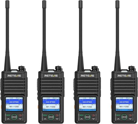 Retevis RB658 Bluetooth Walkie Talkie, Professionele Portofoon, APP-Instellingen, Groepsgesprek, 1800 mAh USB C, IP54, voor de Detailhandel (4-Pack, Zwart)