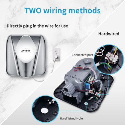 Handdroger – Automatische Handdroger – Elektrische Handdroger – Sensor Handdroger – Professionele Handdroger – Roestvrijstalen Afwerking – Sneldrogend 7-10 Seconden – 1650W Glanzend