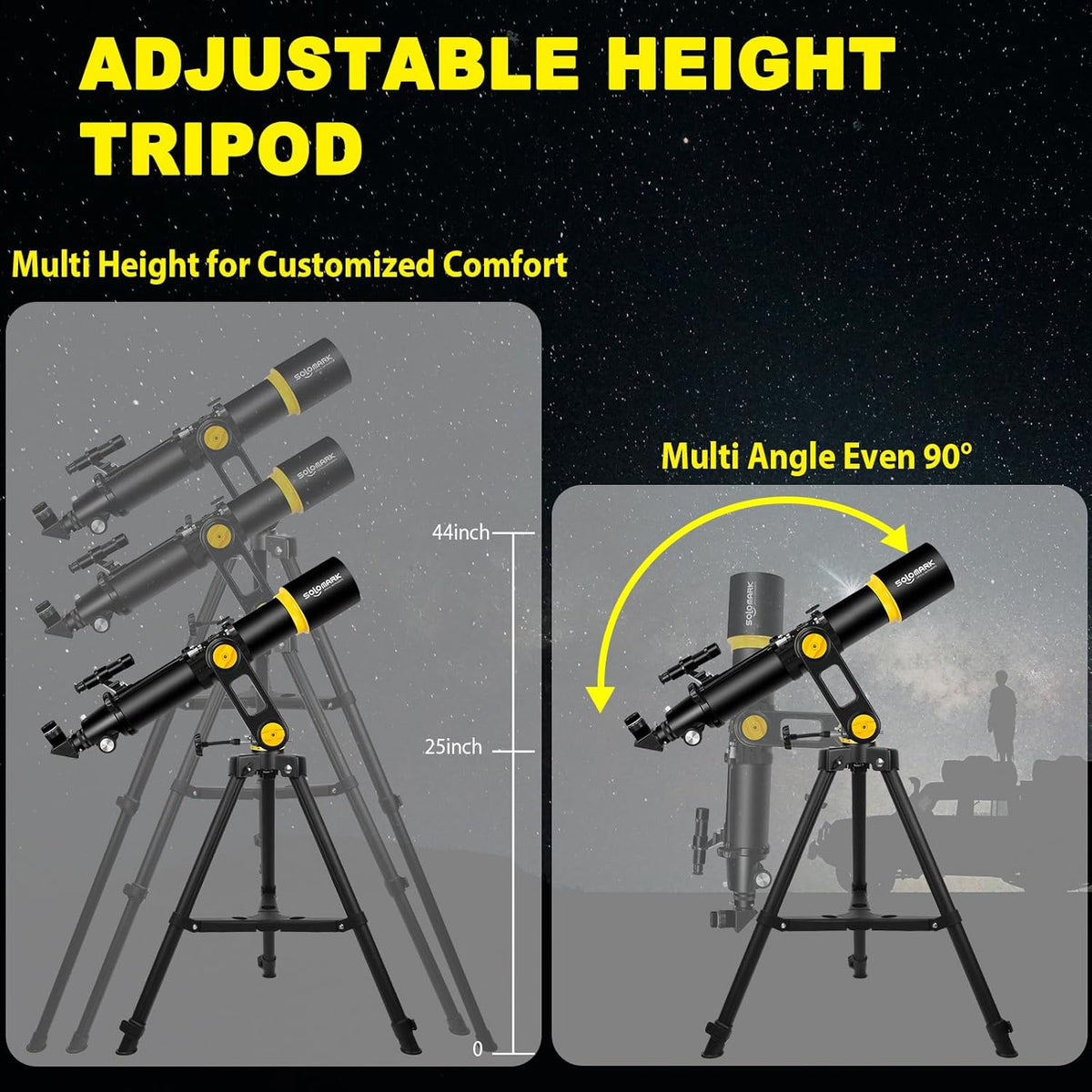 Telescoop voor volwassenen, professionele astronomie, 90 mm opening, 700 mm krachtige telescoop voor beginners en kinderen met precisie-instelling, vertisteel AZ-montage