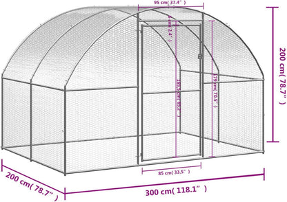 Gecheer Outdoor Chicken Coop 3 x 2 x 2 m Galvanized Steel, Large Outdoor Enclosure Weatherproof for Chickens and Small Animals - QUORE