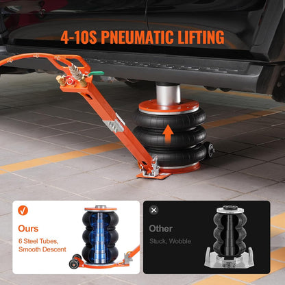 VEVOR Pneumatische krik, 5 ton, pneumatische hefkrik met verhoogde zuil en verstelbare handgreep, gemakkelijk op te tillen en compact, voor sedan, SUV, bestelwagen, autoreparatie, garage