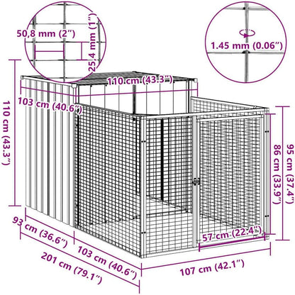 vidaXL Dog house with roof 110x201x110 cm galvanized steel anthracite