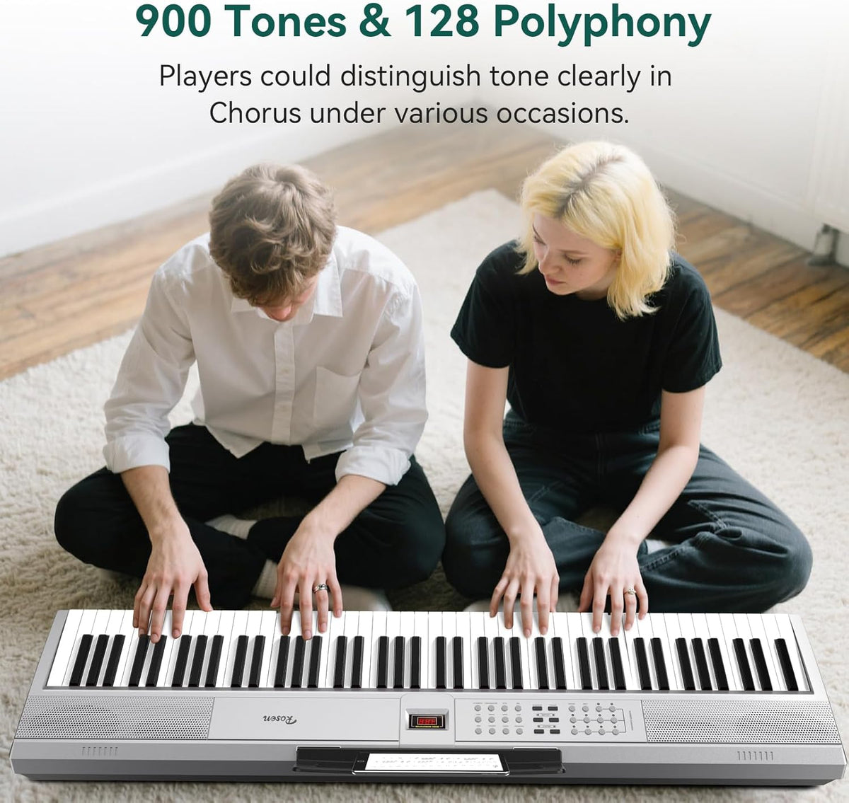 Digitale Piano Zilver – Keyboard – E-Piano – Elektrische Piano – 88-Toetsen Keyboard – 88 Gewogen Hammer Action Toetsen – 900 Klanken & 128-Stemmige Polyfonie
