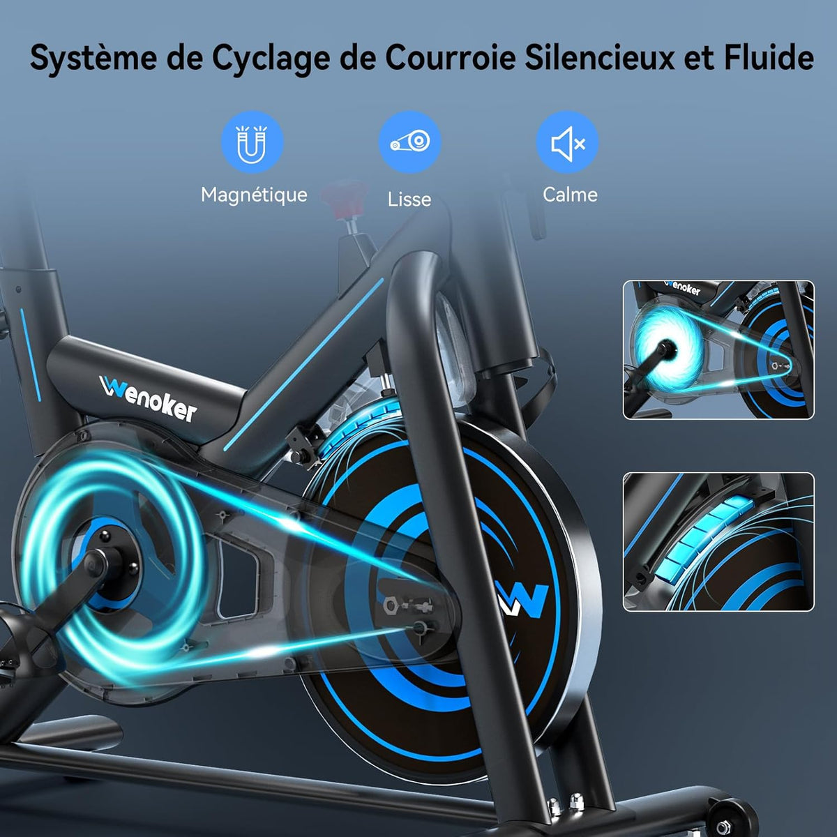 Hometrainer – Fitnessfiets – Indoor Bike – Fiets Trainer – Trainingsfiets – Stille Riemaandrijving – Verstelbare Magnetische Weerstand – Comfortabel Zadel – Max. 160 kg – App-Connectiviteit - QUORE