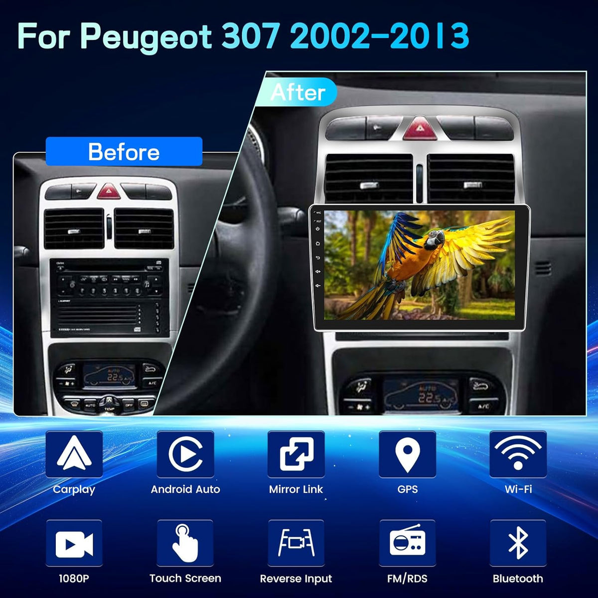 Android Autoradio – Multimedia Systeem – Auto Radio – Navigatie Unit – Infotainment Center – 9 Inch IPS Touchscreen – Draadloze CarPlay & Android Auto