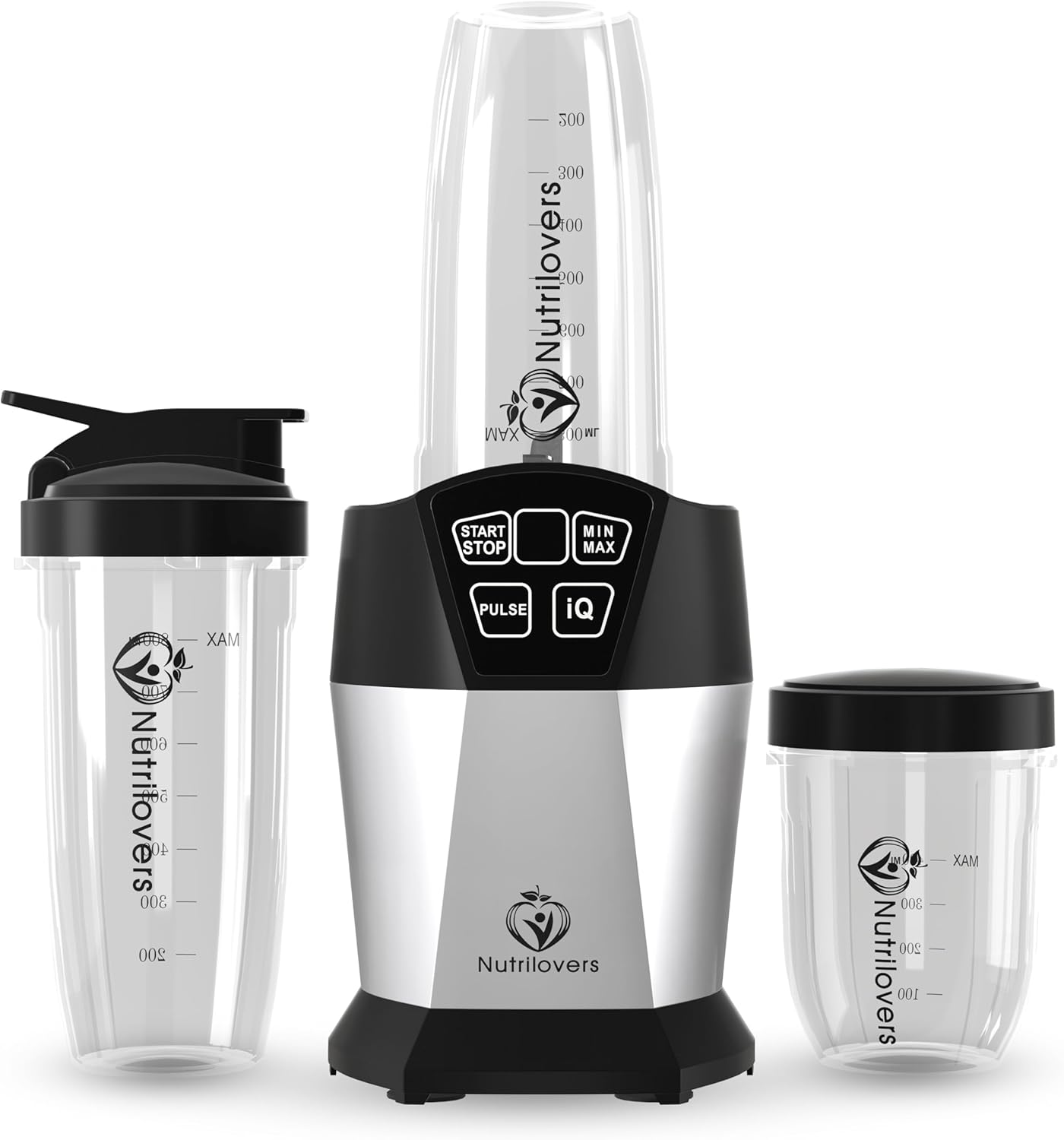 Nutri-Blender Smoothiemaker "Mix & Go" 1000 Watt Mini Mixer met Auto-IQ, BPA-vrij, Incl. Receptenboek, 2x Mok en To Go Deksel