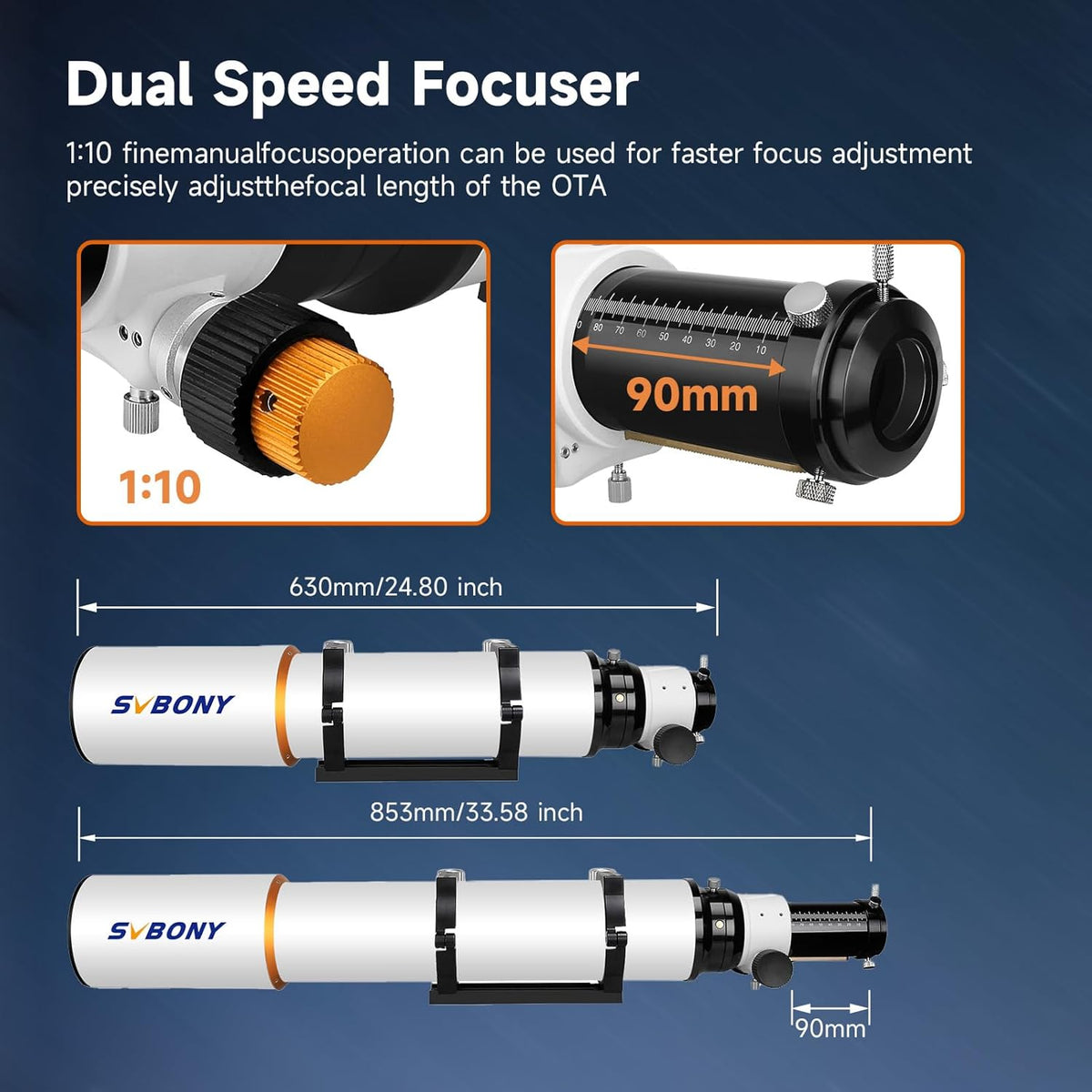 Svbony SV503 102F7 Telescoop Refractor, ED Lens Achromatische OTA Extra Lage Spreiding, RAP Focuser met Dubbele Snelheid, Telescoop voor Deepsky Astrofotografie en Visueel