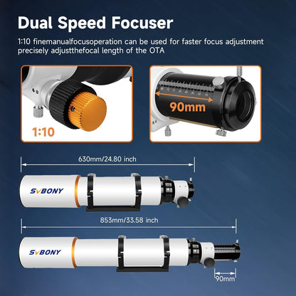 Svbony SV503 102F7 Telescoop Refractor, ED Lens Achromatische OTA Extra Lage Spreiding, RAP Focuser met Dubbele Snelheid, Telescoop voor Deepsky Astrofotografie en Visueel