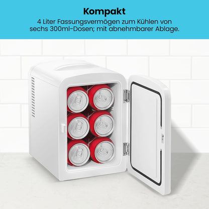 Iceman Draagbare mini-koelkast, koelt en verwarmt, kleine koelkast met 4 liter, 6 vakken voor cosmetica, snacks, make-up, AC/DC-stroom, huis/auto/slaapkamer