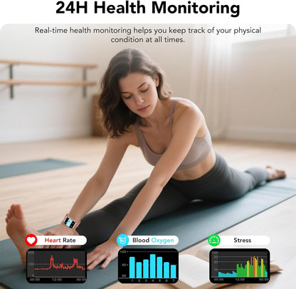 CASCHO Smart Horloges voor dames, 1,8 inch HD fitnesshorloge (beantwoorden/bellen), 120+ sportmodi met hartslag-/slaapmonitor, IP68 waterdicht, fitnesstracker voor iOS Android, PRG4-Rose