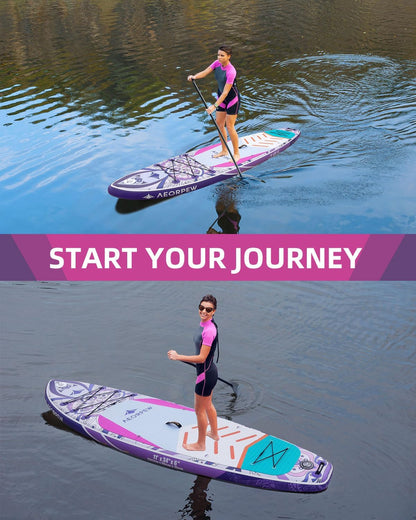 34" breed opblaasbaar paddleboard voor dames met premium paddleboardaccessoires, Adj SUP-peddel, 100 l rugzak, geschikt voor veelzijdige SUP-boards van alle vaardigheidsniveaus