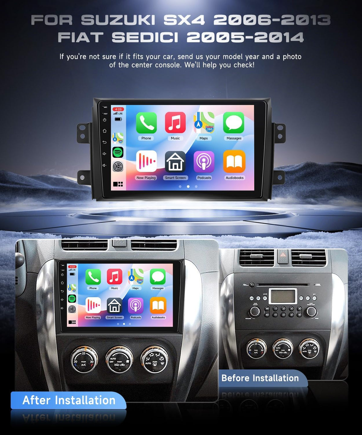 Autoradio Android 15 – Navigatiesysteem Auto – Multimedia Speler – Inbouw Radio – Touchscreen 9 Inch HD – Draadloze CarPlay & Android Auto – GPS Met Achteruitrijcamera
