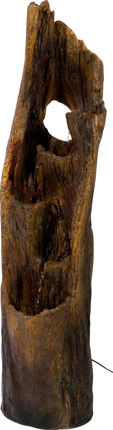 dobar® 96300e Tuinfontein, groot design, tuinfontein met ledverlichting, waterval van polyhars, fontein voor buiten, decoratieve sierfontein, 34 x 30 x 124,5 cm
