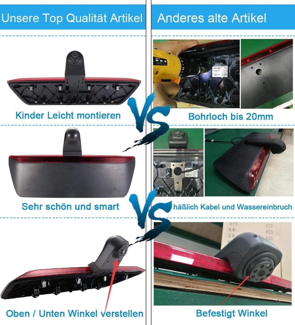 HD derde dak remlicht achteruitrijcamera dakcamera parkeerhulp + 4,3 inch LCD achteruitkijkspiegel transporter voor derde 3 van remlicht Van Brake Light