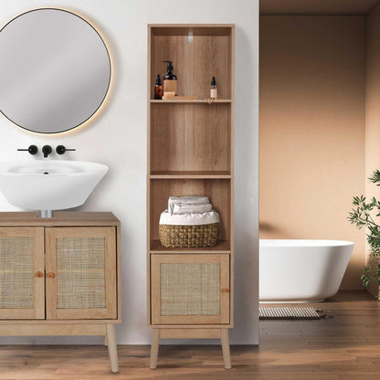 HOME DECO FACTORY, HD0225, 1-deurskolom, Bali-model, Natural Crush-collectie, meubel, kast, badkamermeubel, 40 x 160 x 30 cm, bruin - QUORE