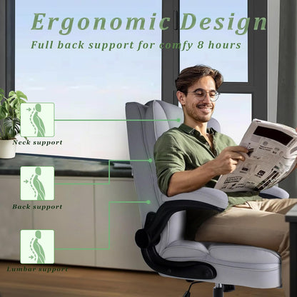 Bureaustoel – Office Chair – Werkstoel – Gaming Stoel – Bureau Stoel – Hoge Rugleuning – Gevoerde Zitting – Opklapbare Armleuningen – 200kg Draagvermogen – Ergonomisch Design