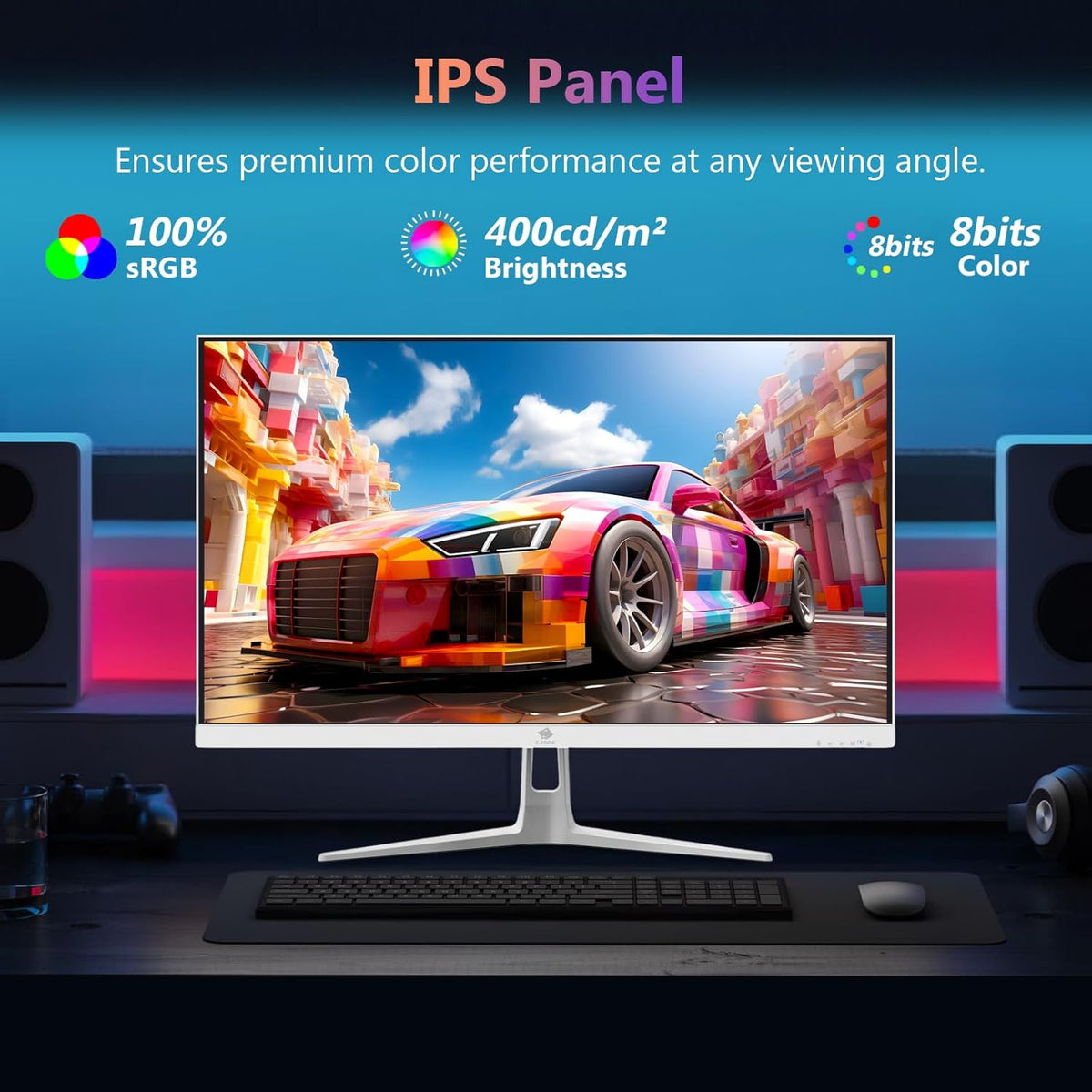 Z-Edge Gaming Monitor White 27'' 240Hz, IPS Panel, 1ms, Display White FHD(1920x1080) with HDMI Cable, FreeSync, 400cd/m², HDMI2.0*2 & DP1.4*2, Adjustable Tilt, Ultra Slim Frame, VESA Mountable
