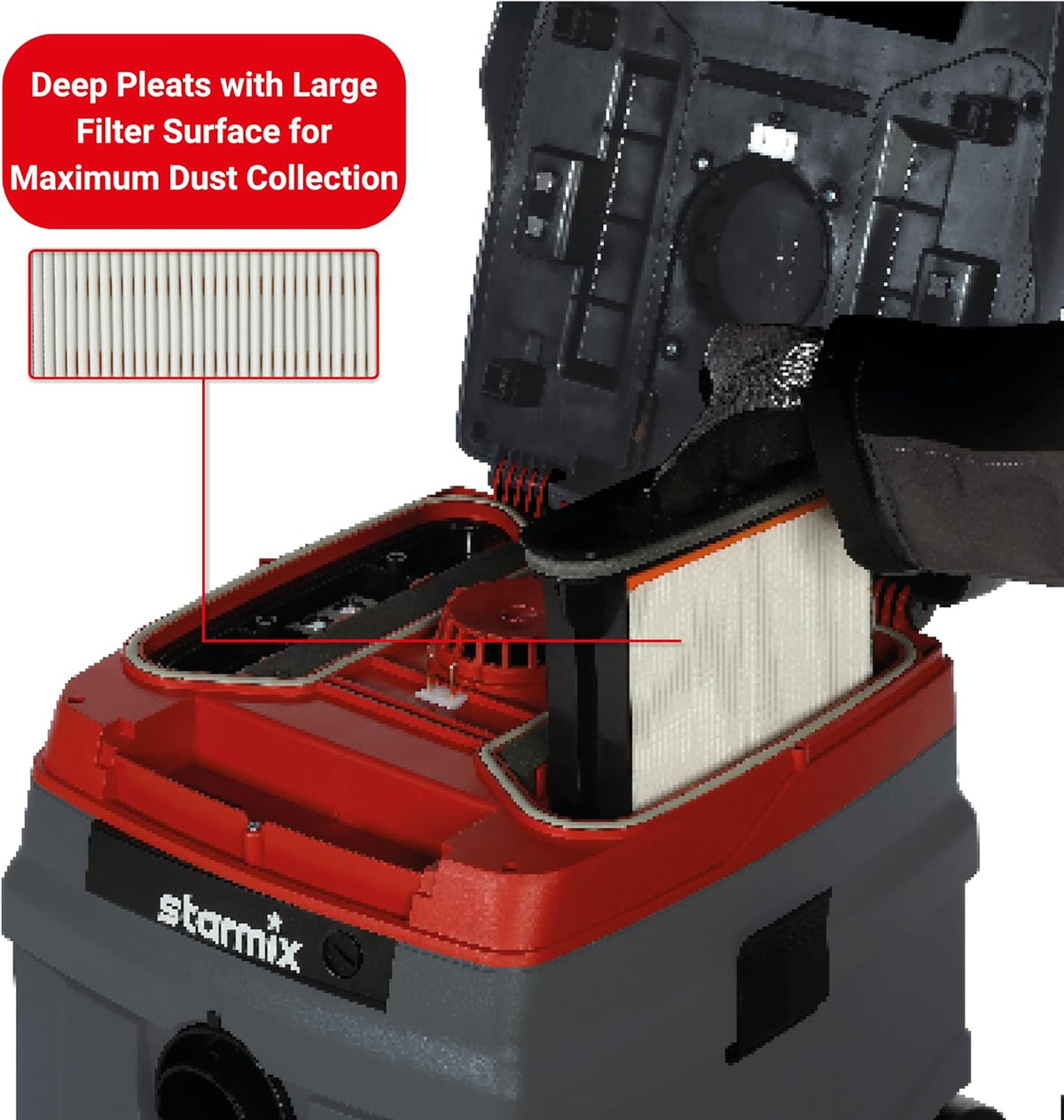 Starmix ISC L-1625 TOP, nat- en droogzuiger, hoogwaardige stofzuiger voor gebruik op de bouwplaats, 1600 watt, 25 liter