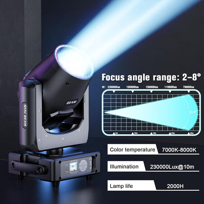 Mini 230W 7R Beam Moving Head podiumlicht met RGB lichtring 13 kleuren 14 patronen party verlichting koplamp voor disco club live show bar bruiloft Kerstmis podiumtechniek