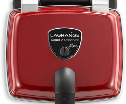 LAGRANGE Wafelijzer Super 2 anti-aanbaklaag rood (wafelplaten + croque monsieur)