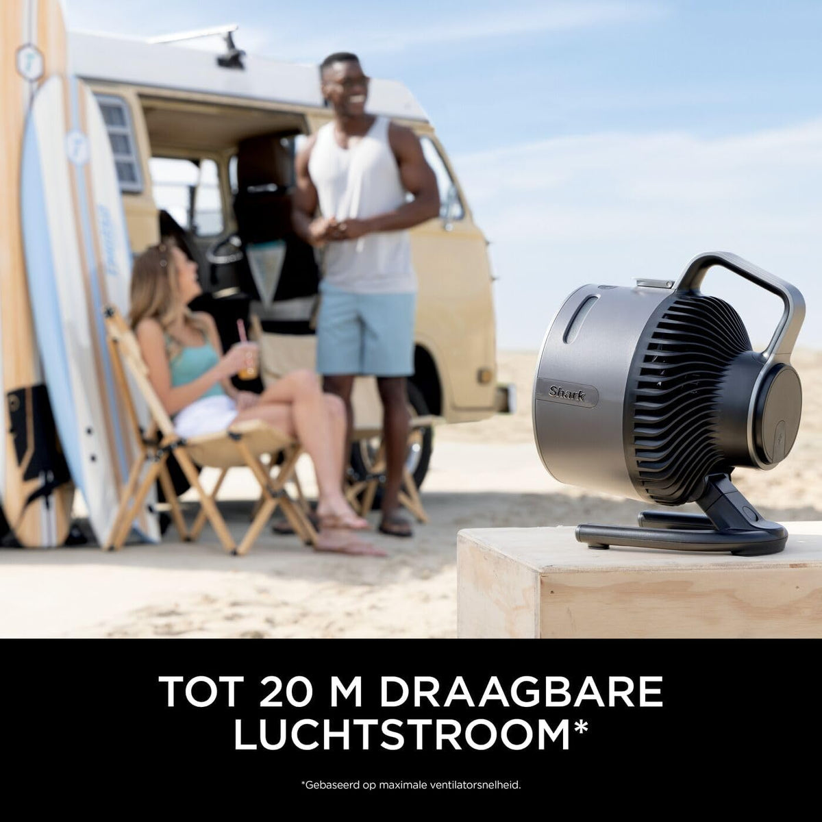 Shark FlexBreeze HydroGo, krachtige draagbare ventilator met verneveling, koeling binnen en buiten, stil en duurzaam, snoerloos, compact en lichtgewicht, luchtstroom tot 20 m, houtskool FA050EU
