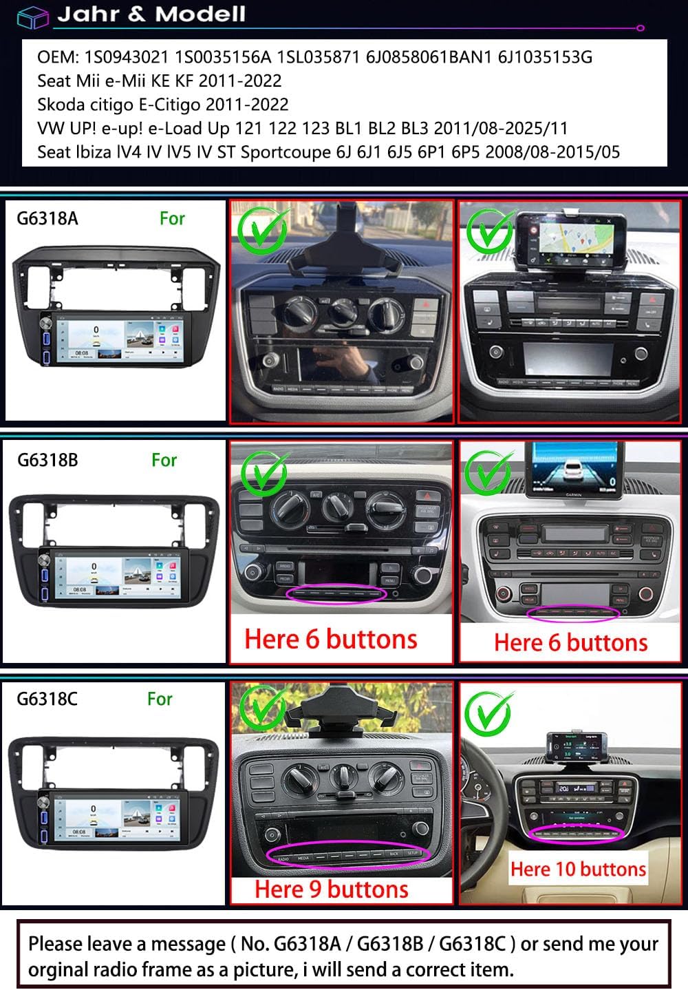 7" Android Auto GPS Radio Navigator CarPlay Geschikt voor VW UP! e-up! e-Load Up 121 122 123 BL1 BL2 BL3/Skoda Citigo E-Citigo/Seat MII e-MII KE KF/Seat Ibiza DSP BT Pip DVR SWC DAB+ Auto Camera