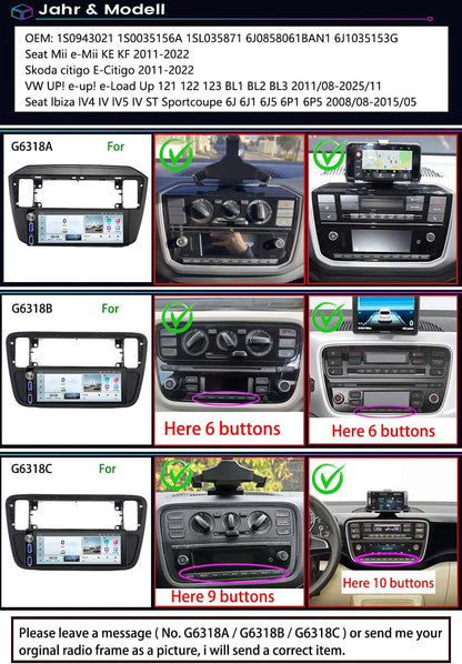 7" Android Auto GPS Radio Navigator CarPlay Geschikt voor VW UP! e-up! e-Load Up 121 122 123 BL1 BL2 BL3/Skoda Citigo E-Citigo/Seat MII e-MII KE KF/Seat Ibiza DSP BT Pip DVR SWC DAB+ Auto Camera