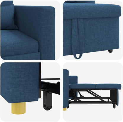 Uitschuifbare slaapbank, eenpersoons blauw, 90 x 165 x 87 cm, stof, Scandinavische stijl, stoel voor woonkamer, slaapkamer, werkkamer, logeerkamer - QUORE