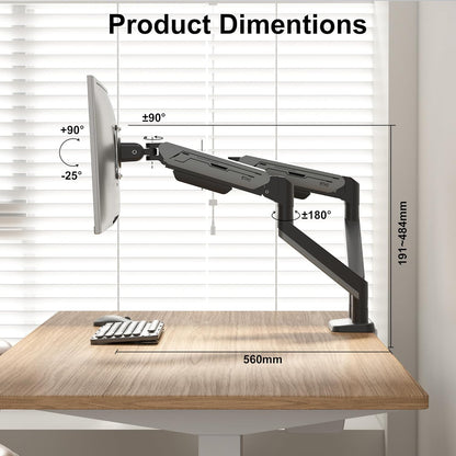 Dubbele monitorarm – Monitorhouder – Monitorbeugel – Monitorstandaard – Monitorsteun – Gasveerverstelling – Voor 17-38 Inch Tot 12 Kg – Donkergrijs