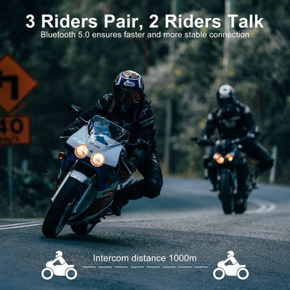 2x BT-S2 Helm Bluetooth-headset, BETOWEY Motorfiets-intercom Bluetooth-communicatiesysteem Interphone voor Paardrijden, Skiën