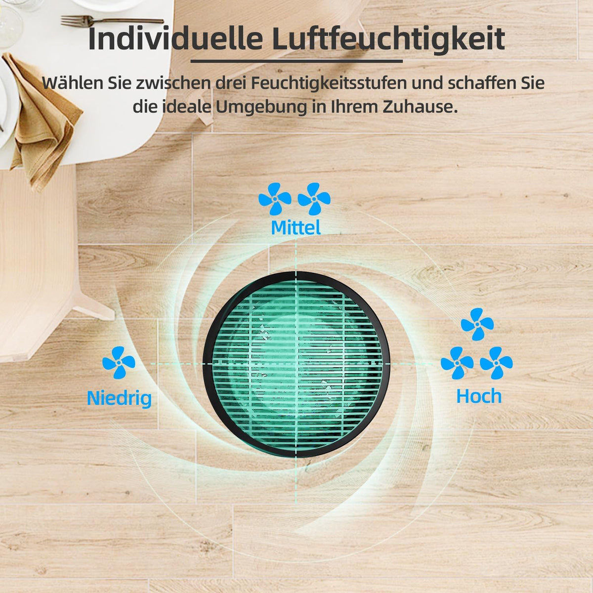 2-in-1 Luchtreiniger En Luchtbevochtiger – Luchtzuiveraar, Luchtwasser, Airwasher, Verdampingsbevochtiger – UV-Sterilisatie En 3 Luchtvochtigheidsniveaus