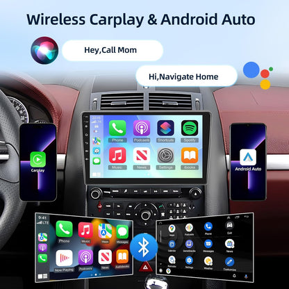 [4G+64G] Android Car Radio for Peugeot 407 2004-2011 with Wireless Carplay & Android Auto, 9 inch IPS Touch Screen Car Stereo with GPS, WiFi, 32EQ, Bluetooth 5.0, FM/RDS Radio