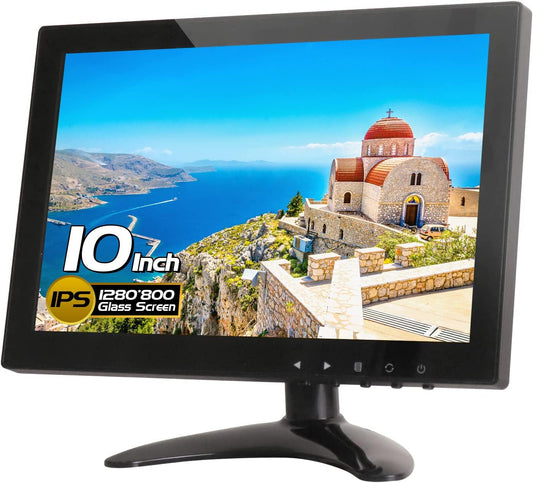 HDMI CCTV-monitor 10.1 inch IPS LCD Full HD-scherm 1280x800 Randloos met AV/VGA/HDMI/BNC/AUX/Audio-poorten Ingebouwde luidspreker voor Raspberry Pi Home Security Monitor CCTV PC-weergave door wholev
