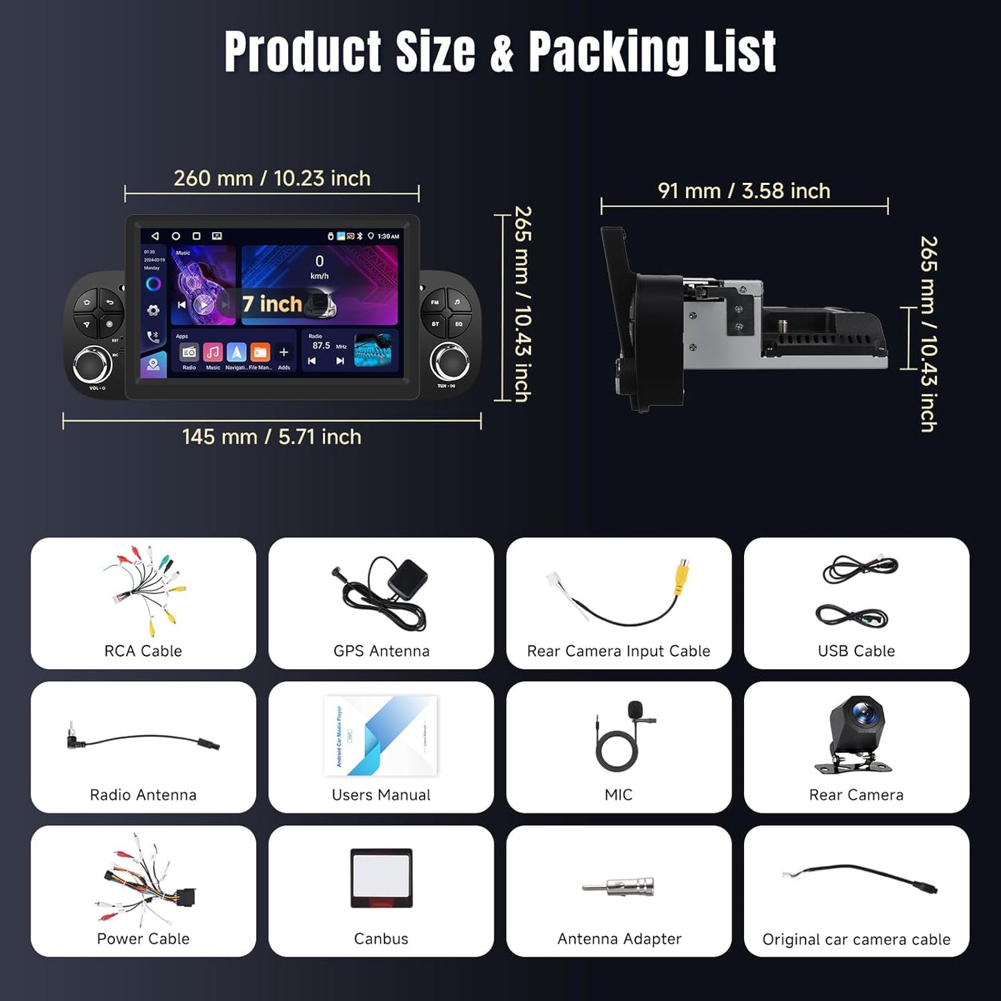 Autoradio – Auto Radio – Car Stereo – Multimedia Speler – Navigatiesysteem – Android 13 Systeem – 7 Inch Touchscreen