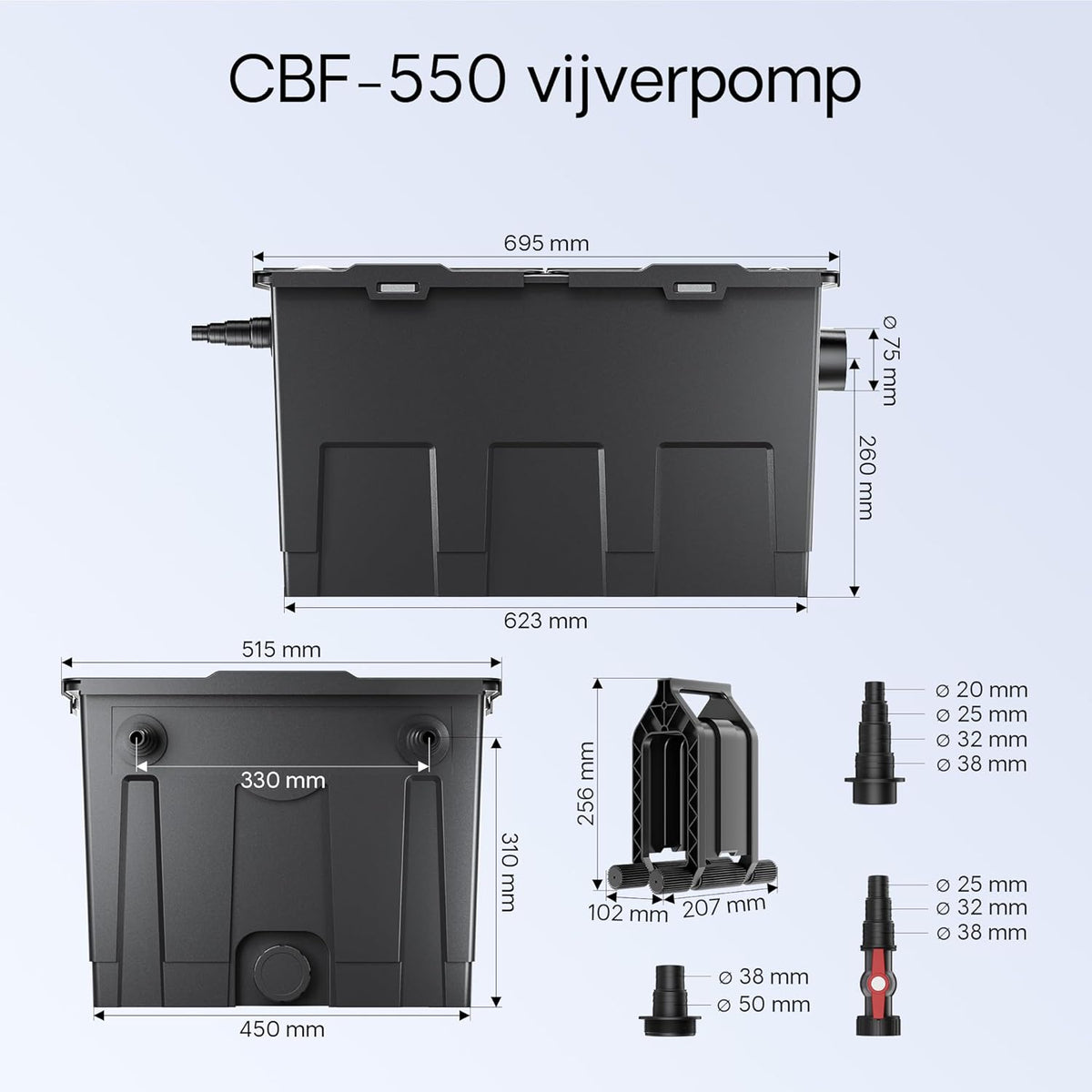 SunSun filterset voor 60.000 l UVC 36 W NEO10000 pomp 80 W slang 25 m vijver filter