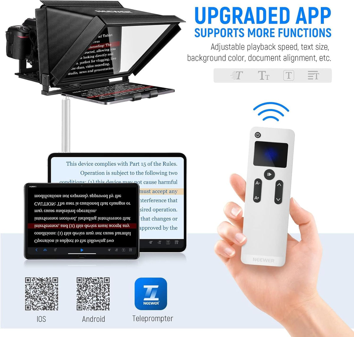 Teleprompter – Autocue – Camera Prompter – Scriptscherm – Videoprompter – 14 Inch Aluminiumlegering – Afstandsbediening En App
