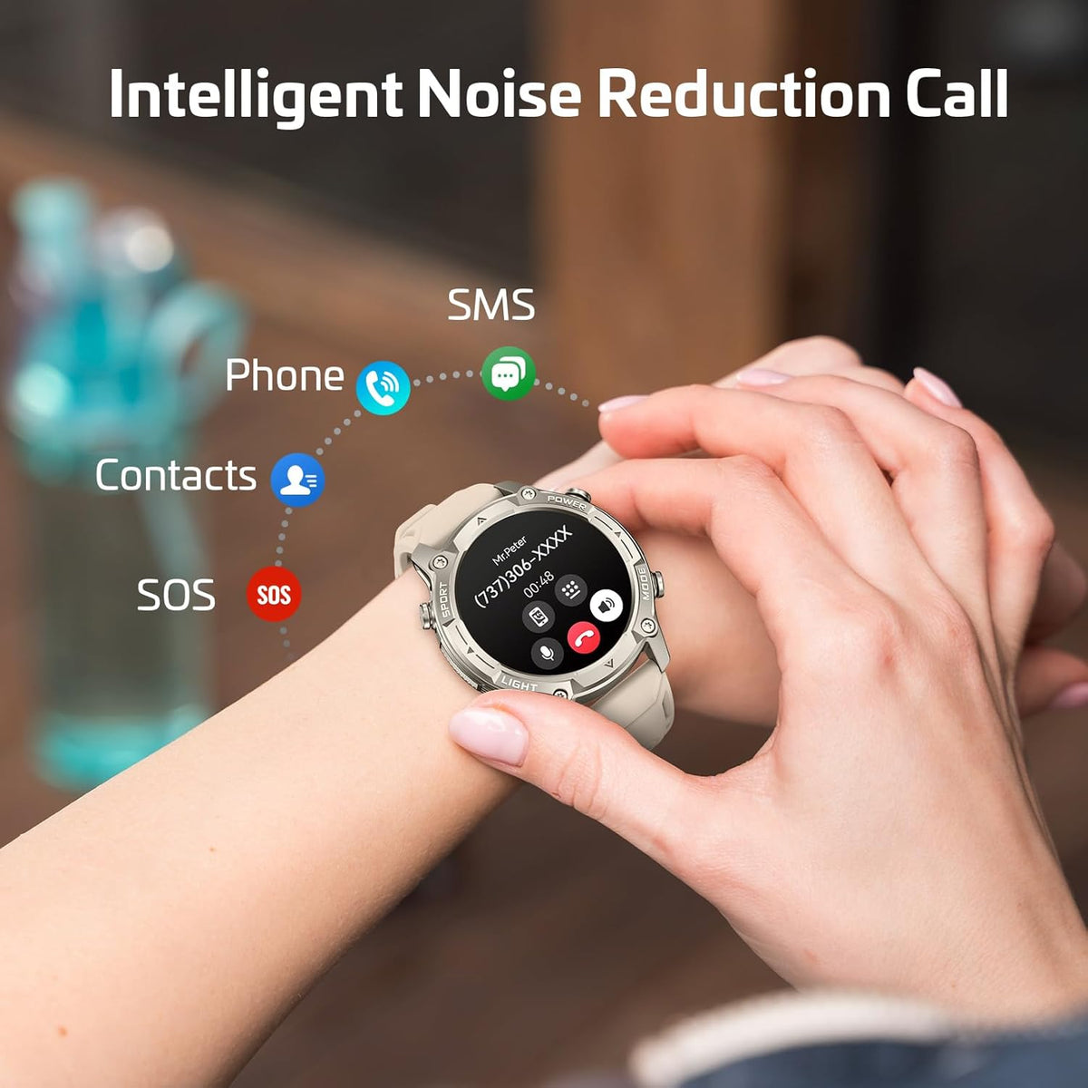 GPS Smartwatch voor heren met offline kaarten, kompas, 5 ATM waterdicht, 21 dagen accu, 143 inch AMOLED, KI/hartslag-/zuurstof-/stress-/slaapmonitor, 178 sportmodi, sporthorloge voor Android iOS, kaki - QUORE