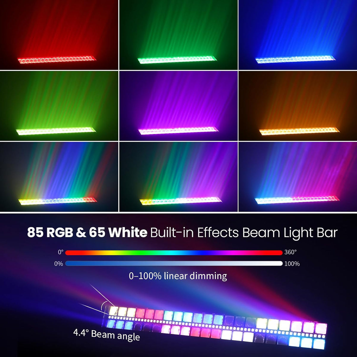 BETOPPER LF1421 Matrix LED Light Bar RGBW, 35 Segments, 4.4° Beam, Strobe 30Hz, DMX512 for Stage Effects, Pixel Mapping - QUORE