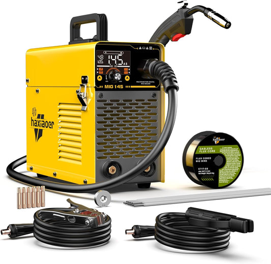 145 A vuldraad lasapparaat zonder gas, 3-in-1 vuldraad, lasapparaat met ARC/Flux MIG/MMA Lift WIG-functie, compact inverter-lasapparaat, led-licht, synergische draadtoevoer