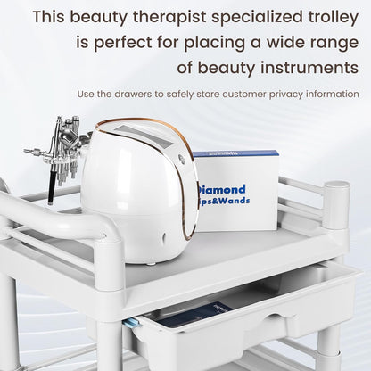 Iklestar Trolley Cart met 3 etages met emmer en grote lade, multifunctionele serveerwagen voor schoonheidssalon, spa, kantoor, kliniek, thuis, 360° draaibare stille wielen