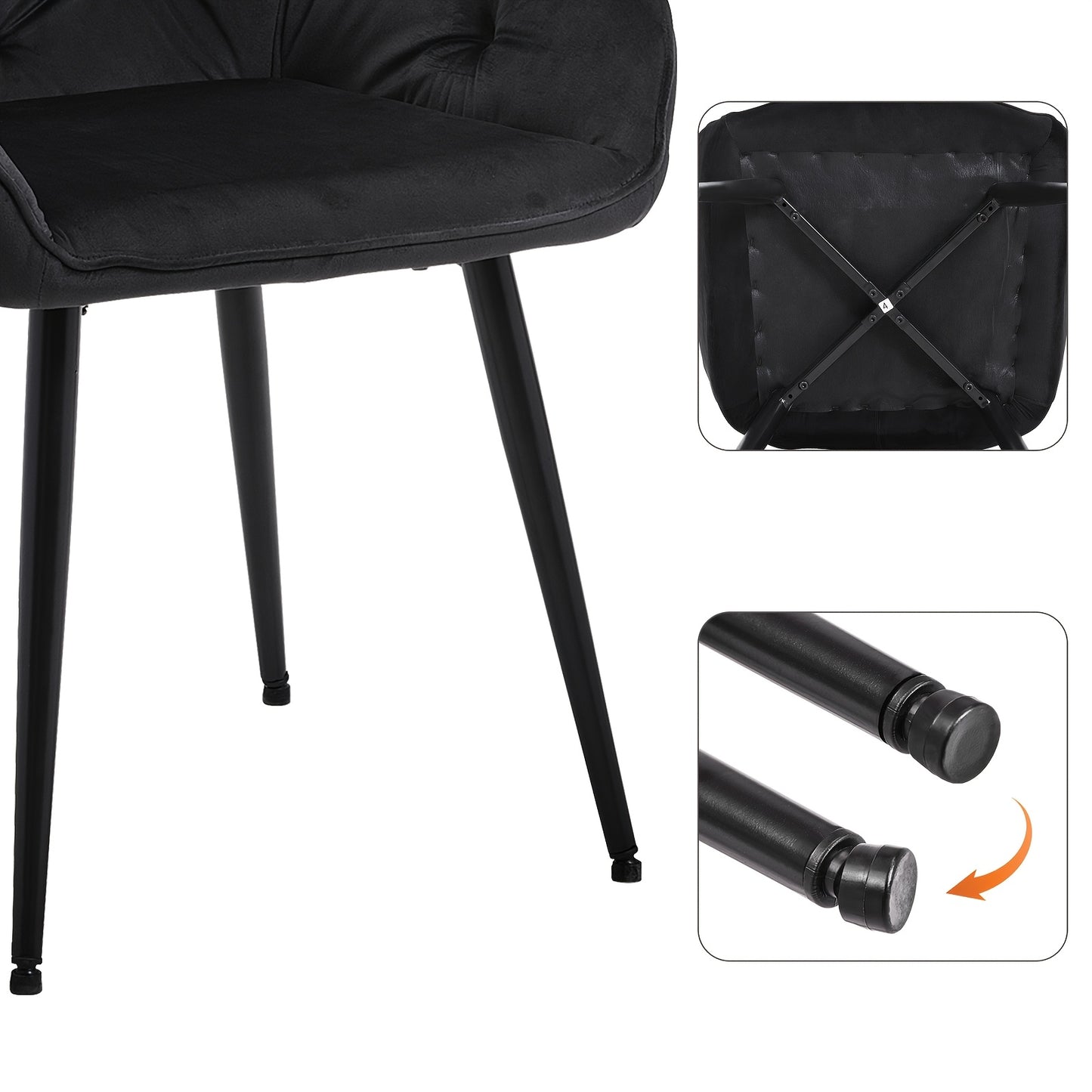Eetkamerstoelen – Stoelen – Kuipstoelen – Woonkamerstoelen – Keukenstoelen – Velvet Bekleding – Dik Gewatteerd – Met Armleuning – Met Metalen Onderstel – Grijs