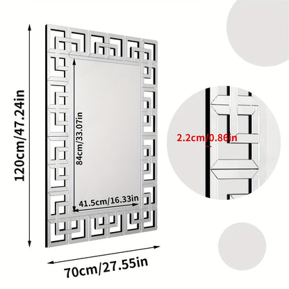 Wandspiegel – Passpiegel – Halspiegel – Badkamerspiegel – Decoratieve Spiegel – 120x70 cm – Bevestiging Horizontaal en Verticaal – Hoogwaardig 5mm Zilverglas