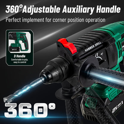 Draadloze Boorhamer – Elektrische Hamer – Accu Boor – Snoerloze Boorhamer – 4 Werkstanden – (1) 4000 mAh Batterij