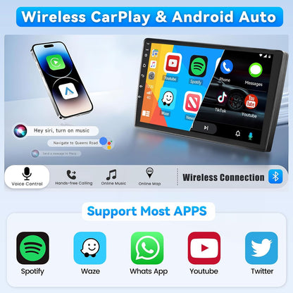 Roinvou 4+64G 2 DIN-autoradio voor Renault Clio 3 2008-2014 Draadloze Carplay Android Auto, Android 9 inch autoradio met touchscreen MirrorLink Bluetooth WiFi GPS 32EQ RDS/FM SWC Camera